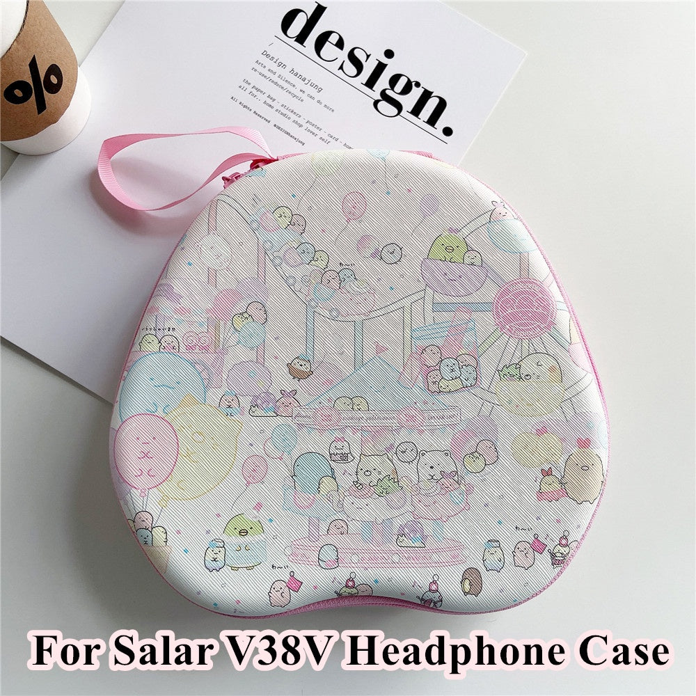 For Salar V38V Headphone Case Cartoon Creative Patterns Headset Earpads Storage Bag Casing Box