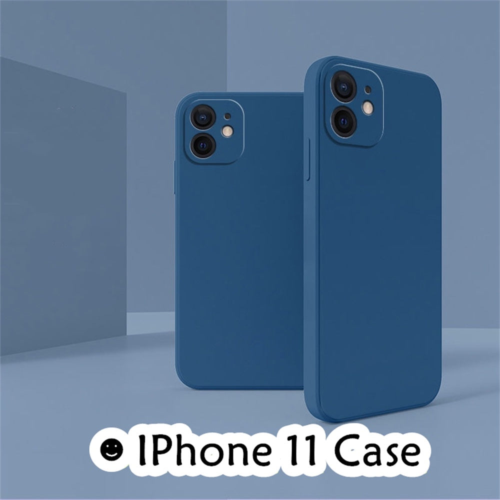 For IPhone 11 Cover Drop and wear resistant Silicone Full Case Classic Simple Solid Color Phone Case Cover