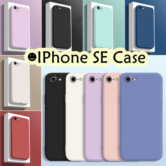 For IPhone SE Cover Drop and wear resistant Silicone Full Case Classic Simple Solid Color Phone Case Cover