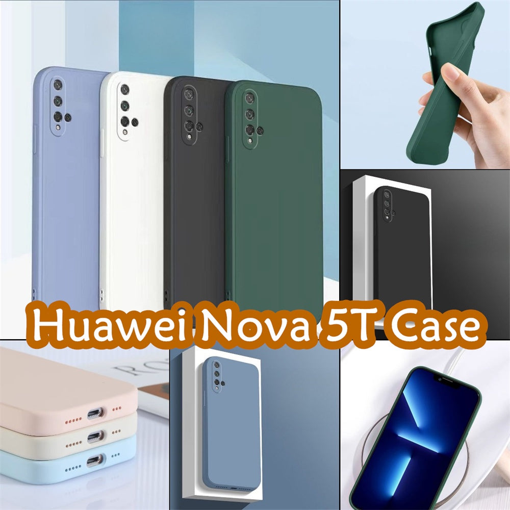 For Huawei Nova 5T Cover Drop and wear resistant Silicone Full Case Classic Simple Solid Color Phone Case Cover