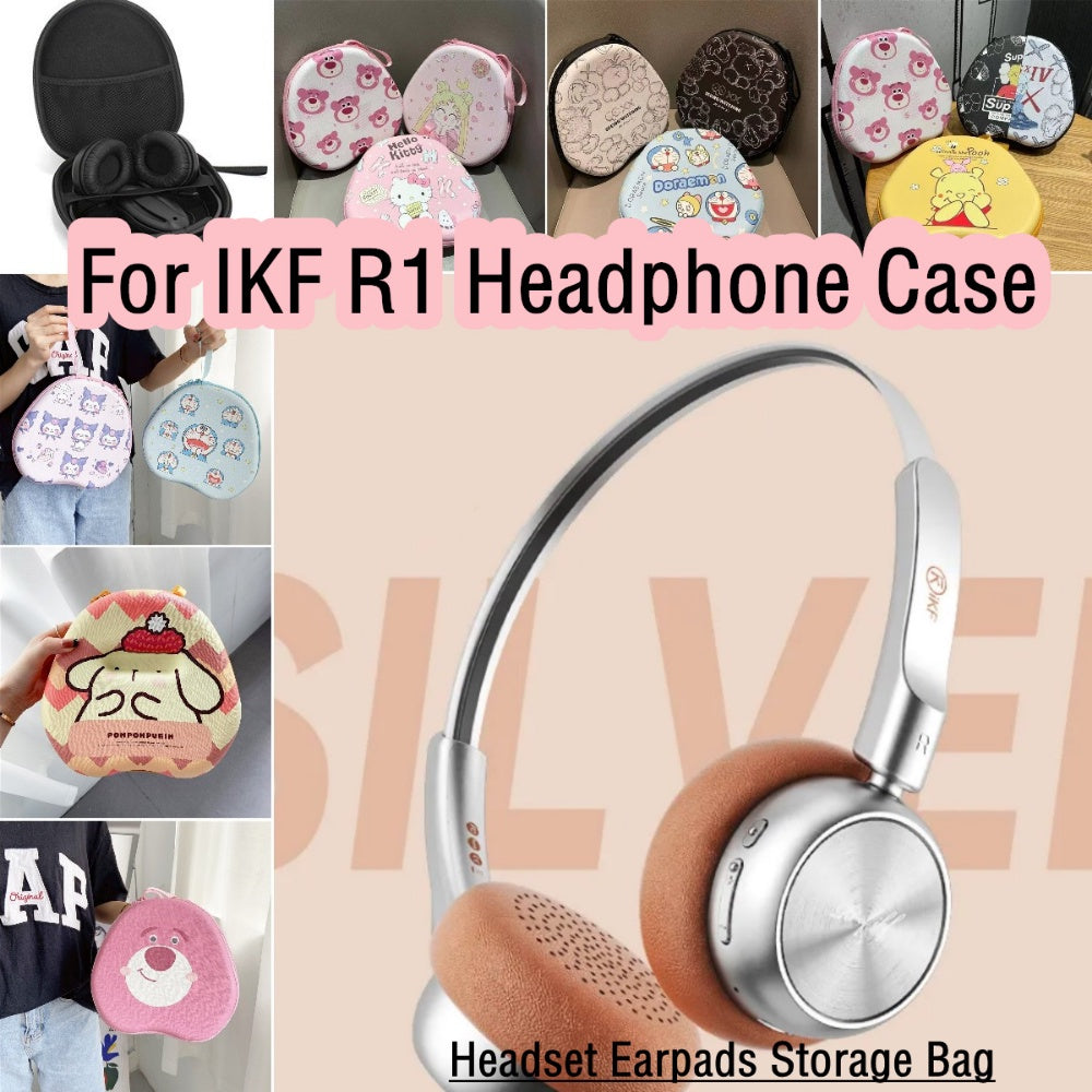For IKF R1 Headphone Case Cartoon Creative Patterns Headset Earpads Storage Bag Casing Box