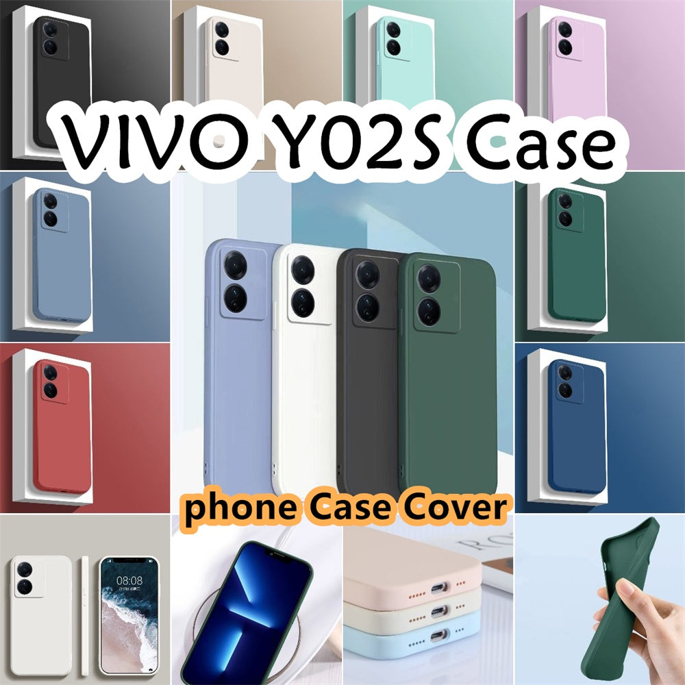 For VIVO Y02S Cover Drop and wear resistant Silicone Full Case Classic Simple Solid Color Phone Case Cover