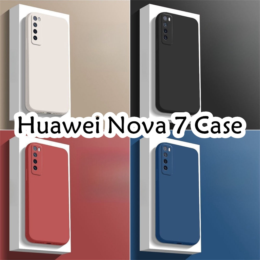 For Huawei Nova 7 Cover Drop and wear resistant Silicone Full Case Classic Simple Solid Color Phone Case Cover