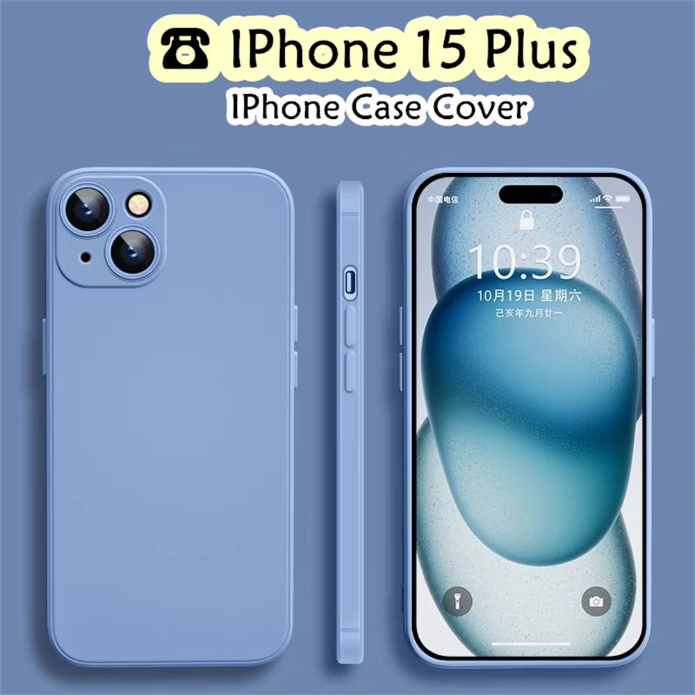 For IPhone 15 Plus Cover Drop and wear resistant Silicone Full Case Classic Simple Solid Color Phone Case Cover