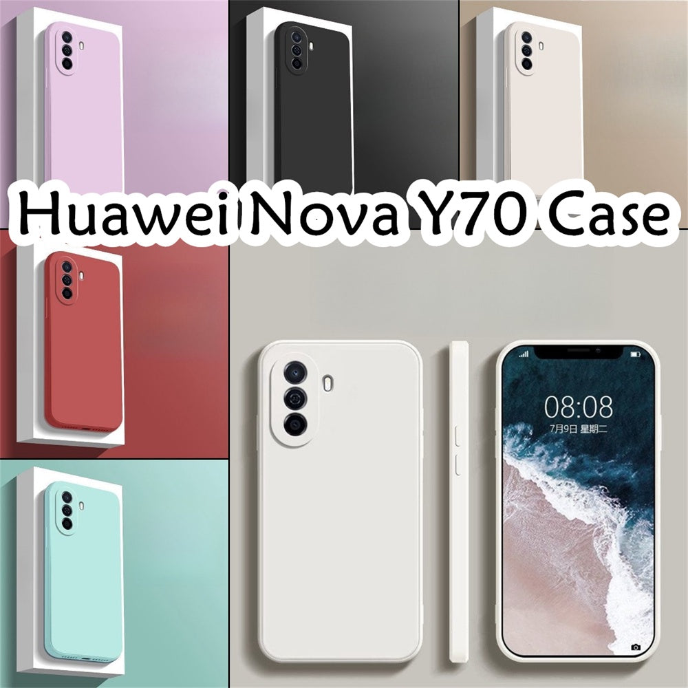 For Huawei Nova Y70 Cover Drop and wear resistant Silicone Full Case Classic Simple Solid Color Phone Case Cover
