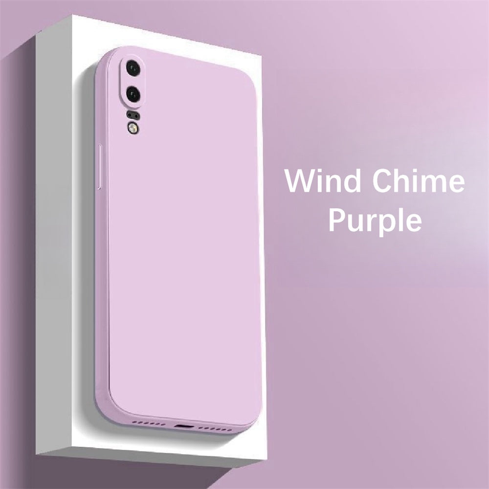 For Huawei P20 Cover Drop and wear resistant Silicone Full Case Classic Simple Solid Color Phone Case Cover
