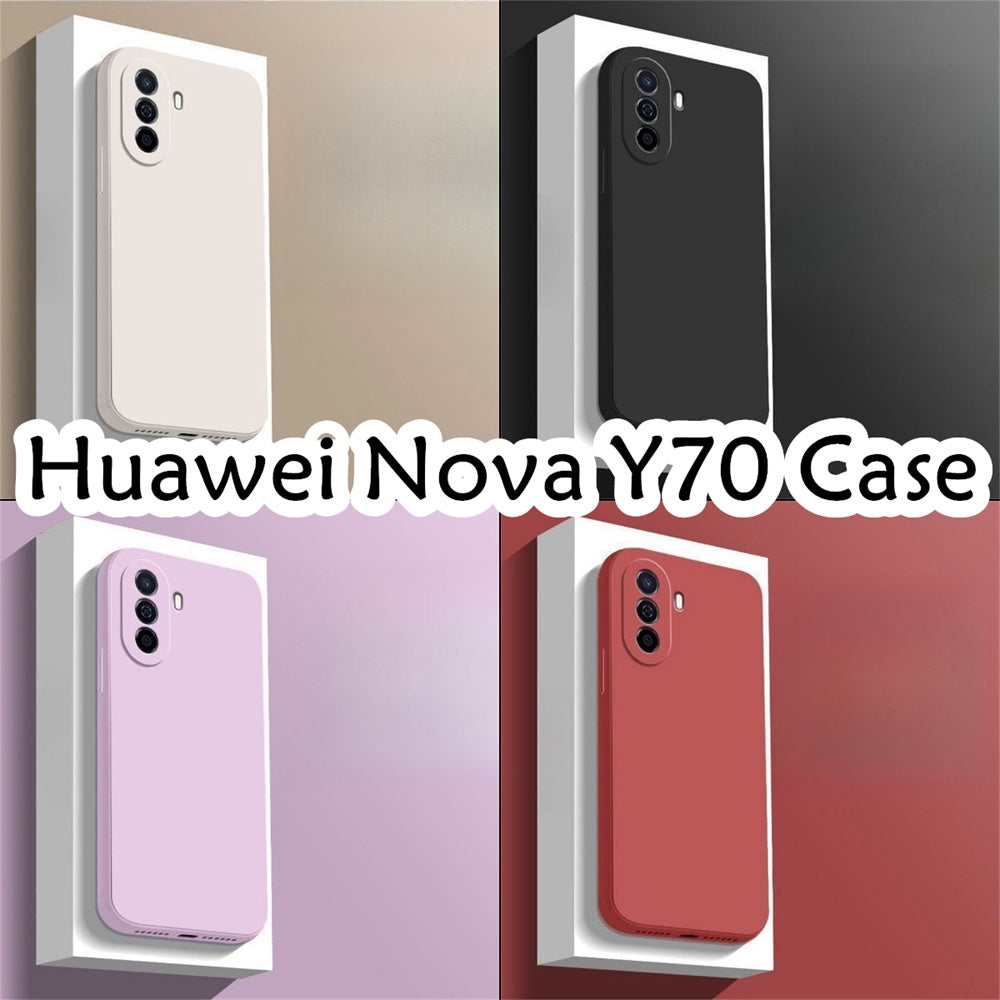 For Huawei Nova Y70 Cover Drop and wear resistant Silicone Full Case Classic Simple Solid Color Phone Case Cover