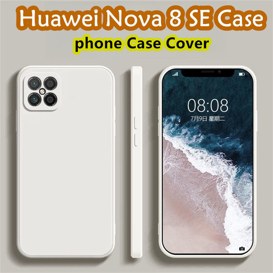 For Huawei Nova 8 SE Cover Drop and wear resistant Silicone Full Case Classic Simple Solid Color Phone Case Cover