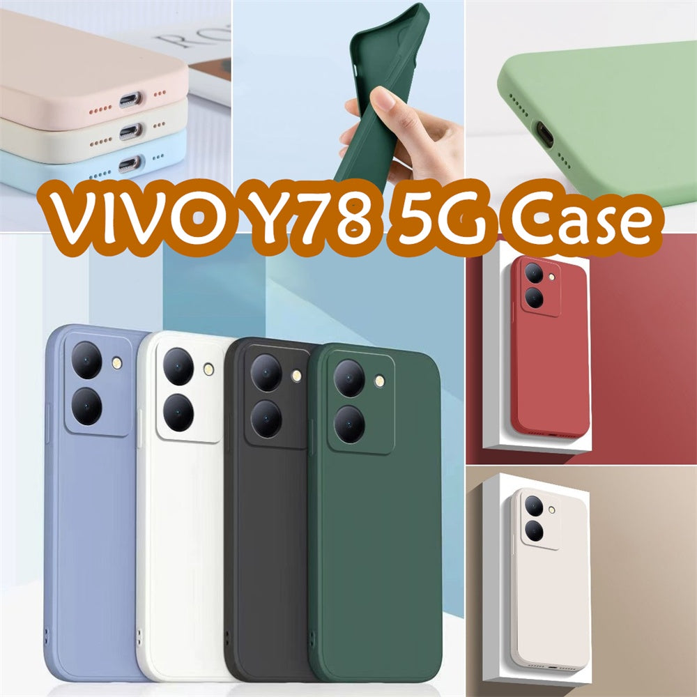 For VIVO Y78 5G Cover Drop and wear resistant Silicone Full Case Classic Simple Solid Color Phone Case Cover