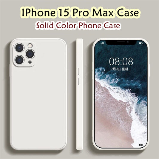 For IPhone 15 Pro Max Cover Drop and wear resistant Silicone Full Case Classic Simple Solid Color Phone Case Cover