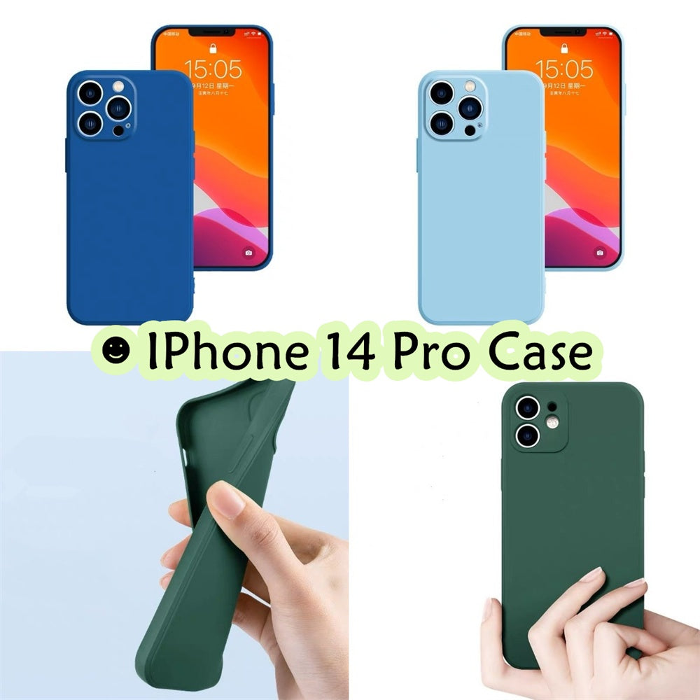 For IPhone 14 Pro Cover Drop and wear resistant Silicone Full Case Classic Simple Solid Color Phone Case Cover