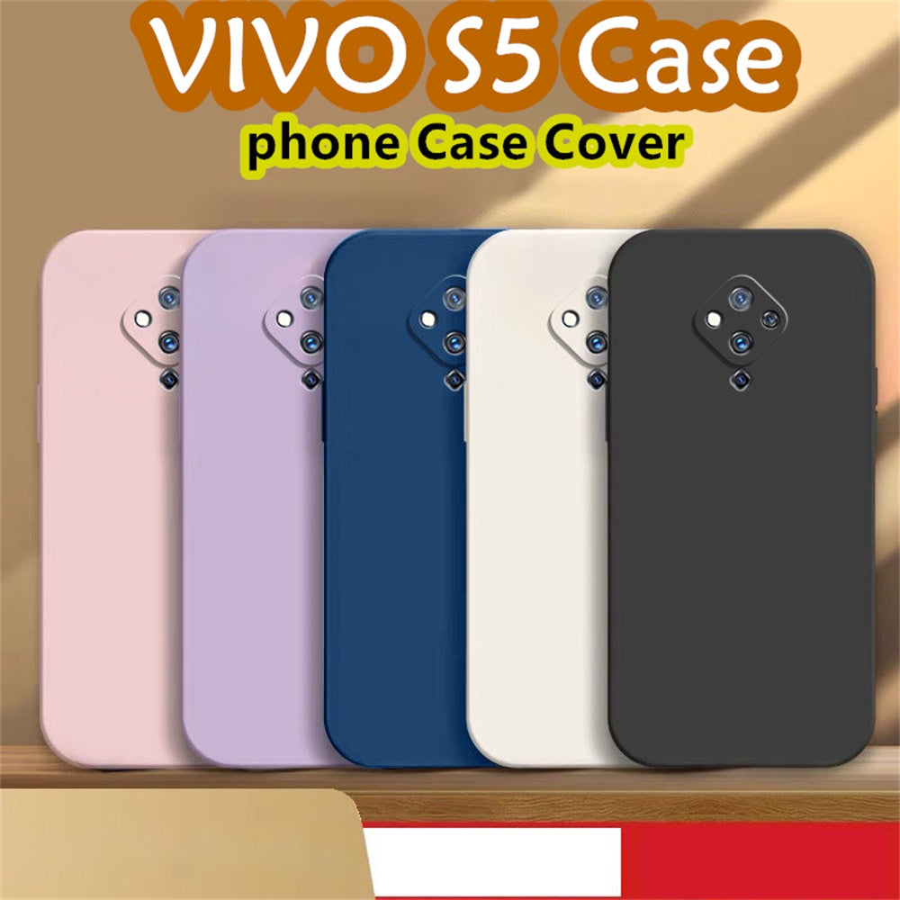 For VIVO S5 Cover Drop and wear resistant Silicone Full Case Classic Simple Solid Color Phone Case Cover