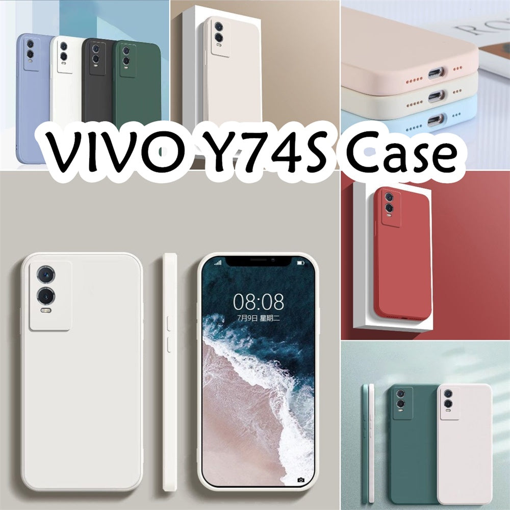 For VIVO Y74S Cover Drop and wear resistant Silicone Full Case Classic Simple Solid Color Phone Case Cover