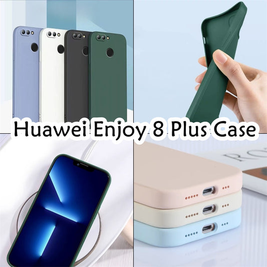 For Huawei Enjoy 8 Plus Cover Drop and wear resistant Silicone Full Case Classic Simple Solid Color Phone Case Cover