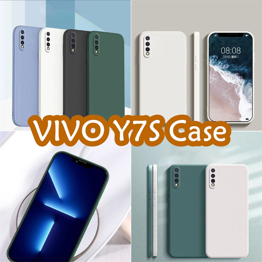 For VIVO Y7S Cover Drop and wear resistant Silicone Full Case Classic Simple Solid Color Phone Case Cover