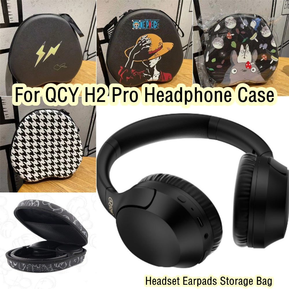For QCY H2 Pro Headphone Case Cartoon Creative Patterns Headset Earpads Storage Bag Casing Box