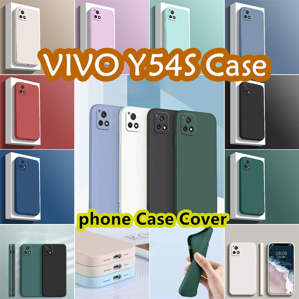 For VIVO Y54S Cover Drop and wear resistant Silicone Full Case Classic Simple Solid Color Phone Case Cover