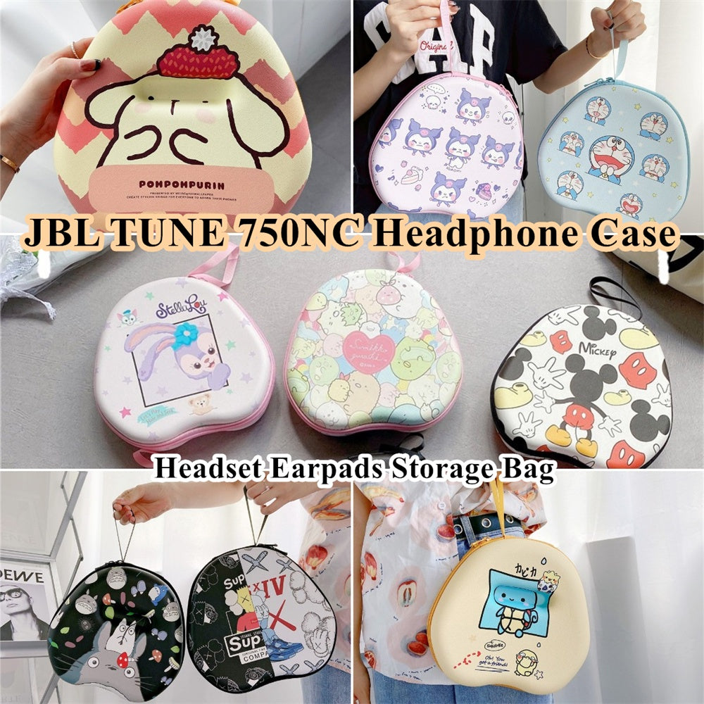 For JBL TUNE 750NC Headphone Case Cartoon Creative Patterns Headset Earpads Storage Bag Casing Box