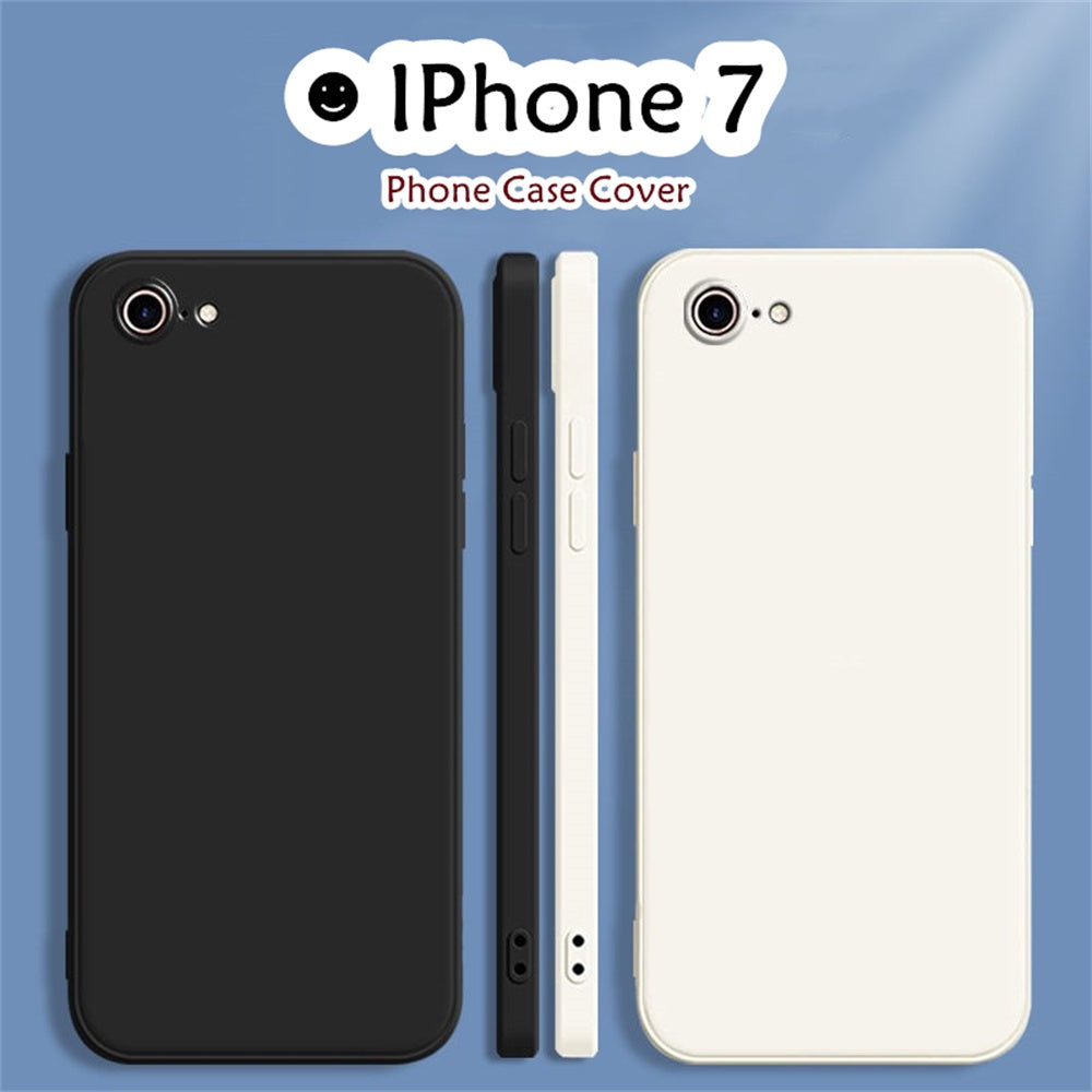 For IPhone 7 Cover Drop and wear resistant Silicone Full Case Classic Simple Solid Color Phone Case Cover