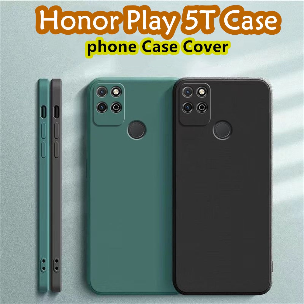 For Honor Play 5T Cover Drop and wear resistant Silicone Full Case Classic Simple Solid Color Phone Case Cover