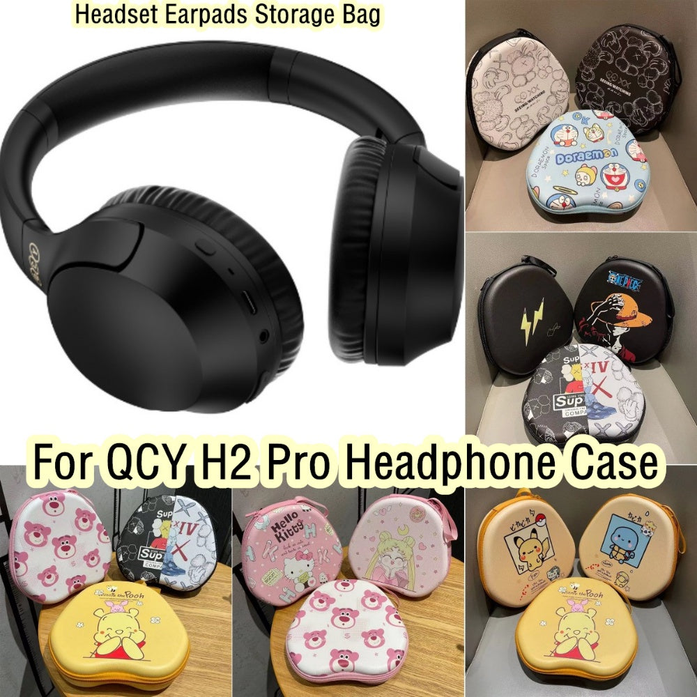 For QCY H2 Pro Headphone Case Cartoon Creative Patterns Headset Earpads Storage Bag Casing Box