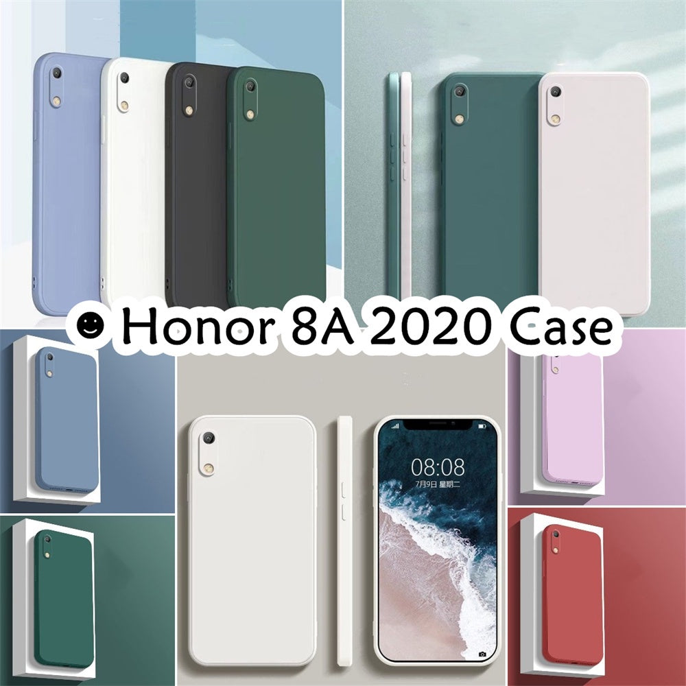 For Honor 8A 2020 Cover Drop and wear resistant Silicone Full Case Classic Simple Solid Color Phone Case Cover