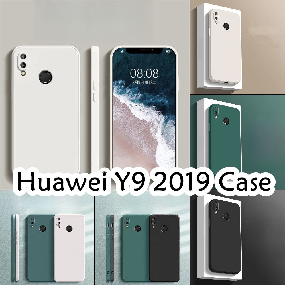 For Huawei Y9 2019 Cover Drop and wear resistant Silicone Full Case Classic Simple Solid Color Phone Case Cover