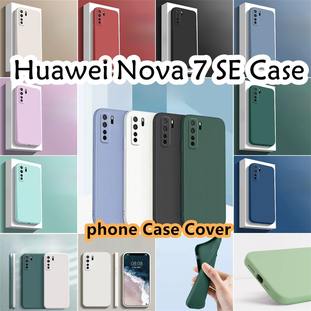 For Huawei Nova 7 SE Cover Drop and wear resistant Silicone Full Case Classic Simple Solid Color Phone Case Cover