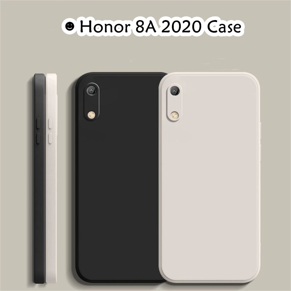 For Honor 8A 2020 Cover Drop and wear resistant Silicone Full Case Classic Simple Solid Color Phone Case Cover