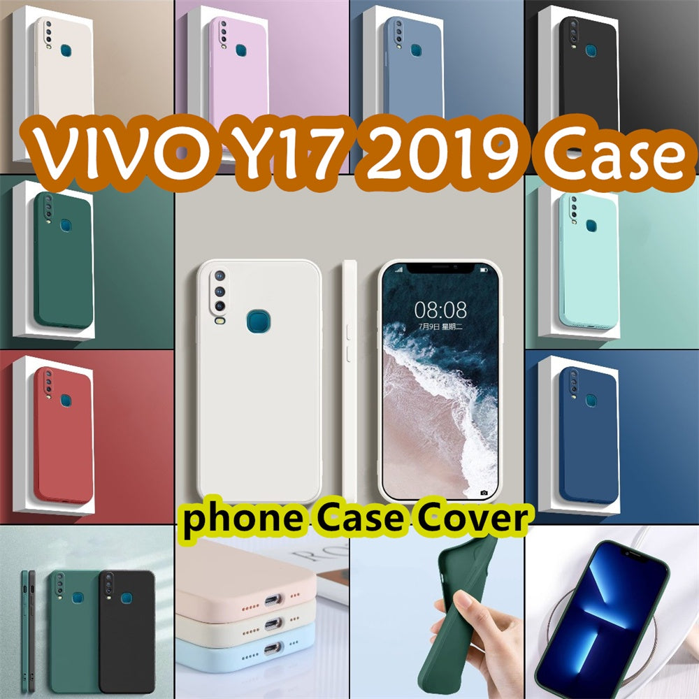For VIVO Y17 2019 Cover Drop and wear resistant Silicone Full Case Classic Simple Solid Color Phone Case Cover