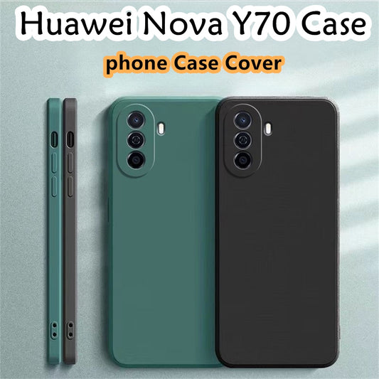 For Huawei Nova Y70 Cover Drop and wear resistant Silicone Full Case Classic Simple Solid Color Phone Case Cover