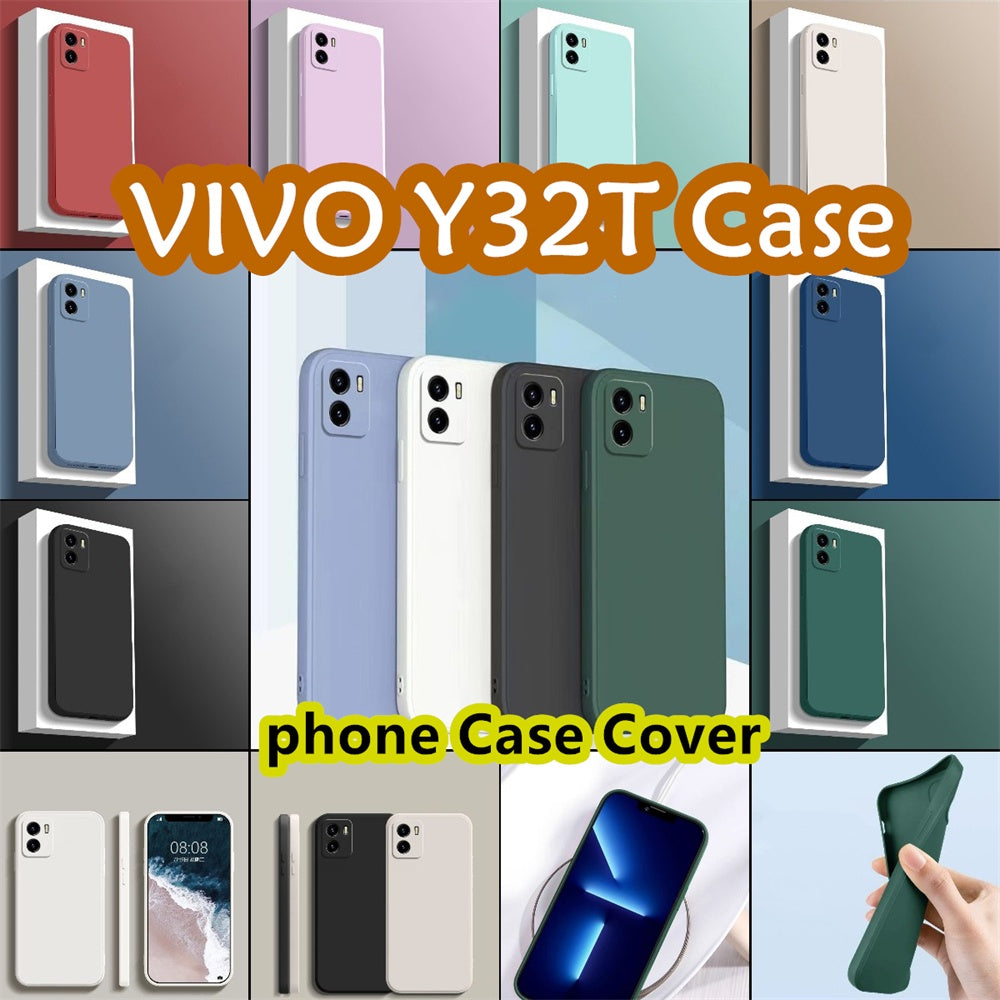 For VIVO Y32T Cover Drop and wear resistant Silicone Full Case Classic Simple Solid Color Phone Case Cover