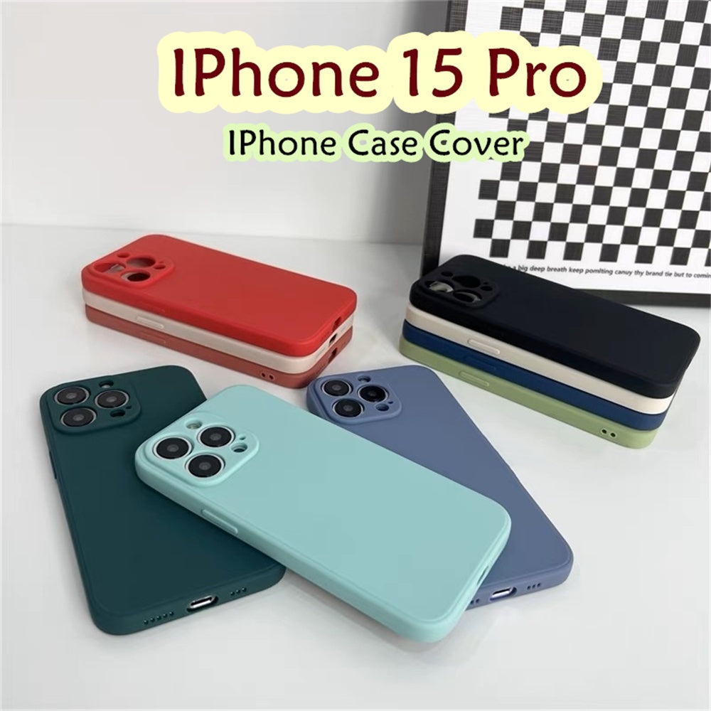 For IPhone 15 Pro Cover Drop and wear resistant Silicone Full Case Classic Simple Solid Color Phone Case Cover