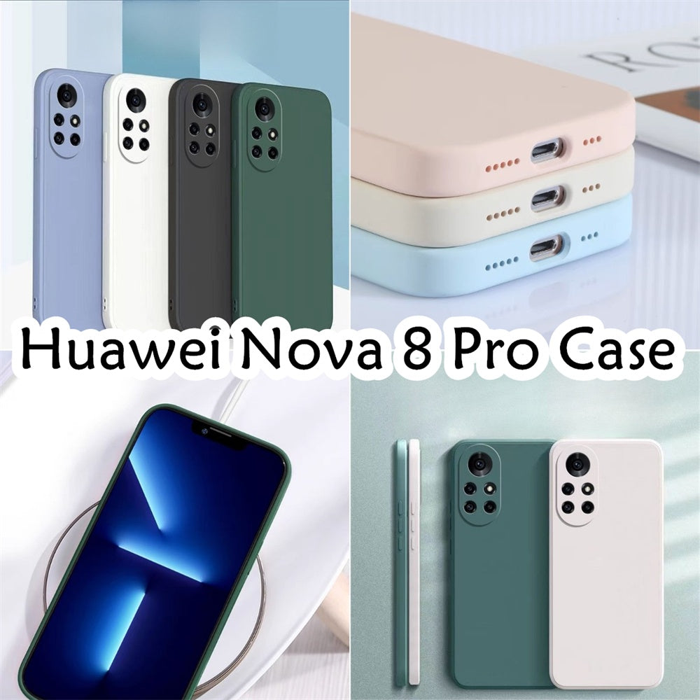For Huawei Nova 8 Pro Cover Drop and wear resistant Silicone Full Case Classic Simple Solid Color Phone Case Cover