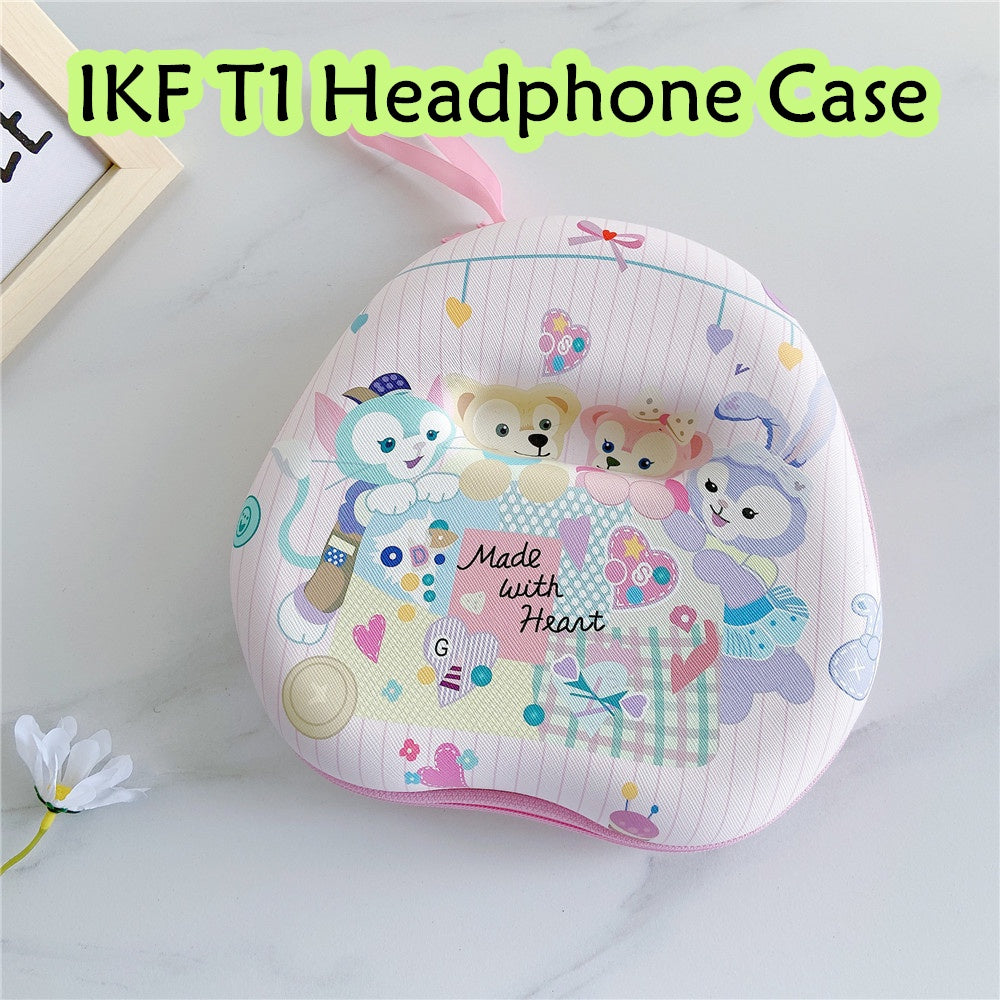 For IKF T1 Headphone Case Cartoon Creative Patterns Headset Earpads Storage Bag Casing Box