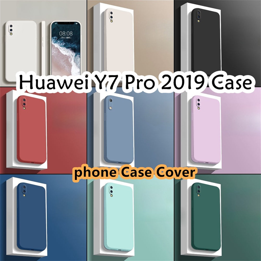 For Huawei Y7 Pro 2019 Cover Drop and wear resistant Silicone Full Case Classic Simple Solid Color Phone Case Cover