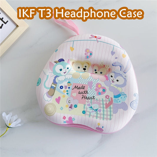 For IKF T3 Headphone Case Cartoon Creative Patterns Headset Earpads Storage Bag Casing Box