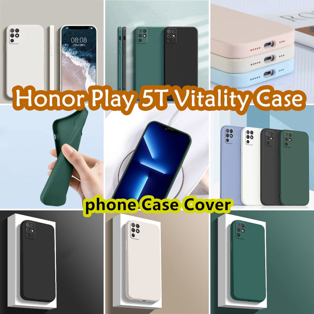 For Honor Play 5T Vitality Cover Drop and wear resistant Silicone Full Case Classic Simple Solid Color Phone Case Cover