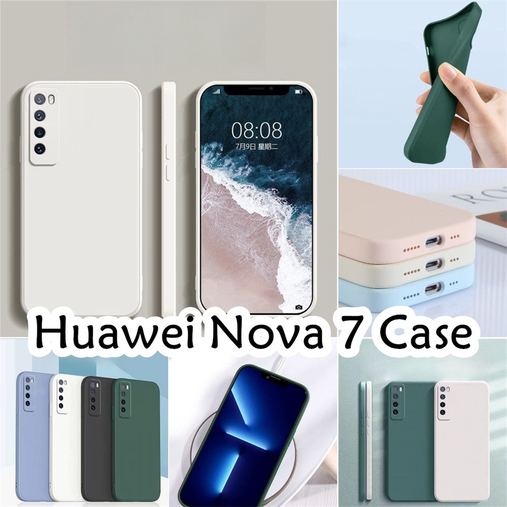 For Huawei Nova 7 Cover Drop and wear resistant Silicone Full Case Classic Simple Solid Color Phone Case Cover