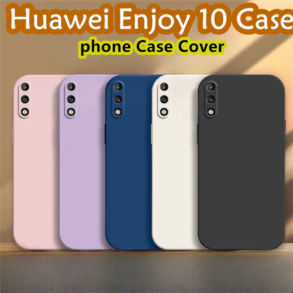 For Huawei Enjoy 10 Cover Drop and wear resistant Silicone Full Case Classic Simple Solid Color Phone Case Cover