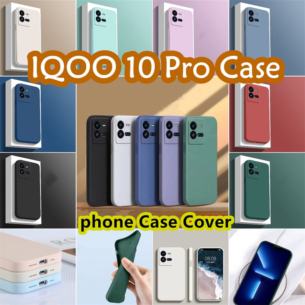 For IQOO 10 Pro Cover Drop and wear resistant Silicone Full Case Classic Simple Solid Color Phone Case Cover