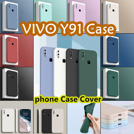 For VIVO Y91 Cover Drop and wear resistant Silicone Full Case Classic Simple Solid Color Phone Case Cover