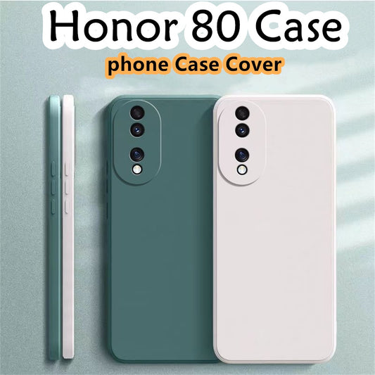 For Honor 80 Cover Drop and wear resistant Silicone Full Case Classic Simple Solid Color Phone Case Cover