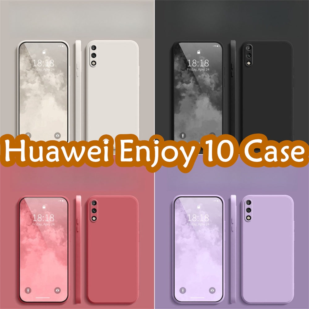 For Huawei Enjoy 10 Cover Drop and wear resistant Silicone Full Case Classic Simple Solid Color Phone Case Cover