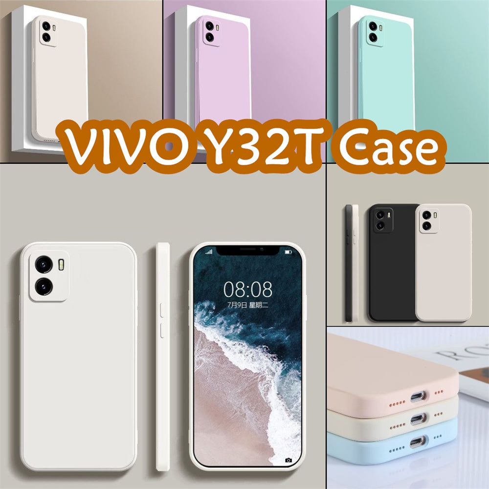 For VIVO Y32T Cover Drop and wear resistant Silicone Full Case Classic Simple Solid Color Phone Case Cover