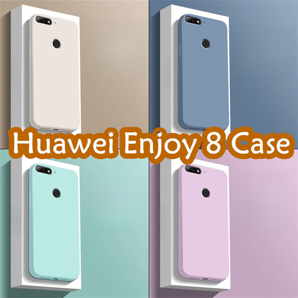 For Huawei Enjoy 8 Cover Drop and wear resistant Silicone Full Case Classic Simple Solid Color Phone Case Cover