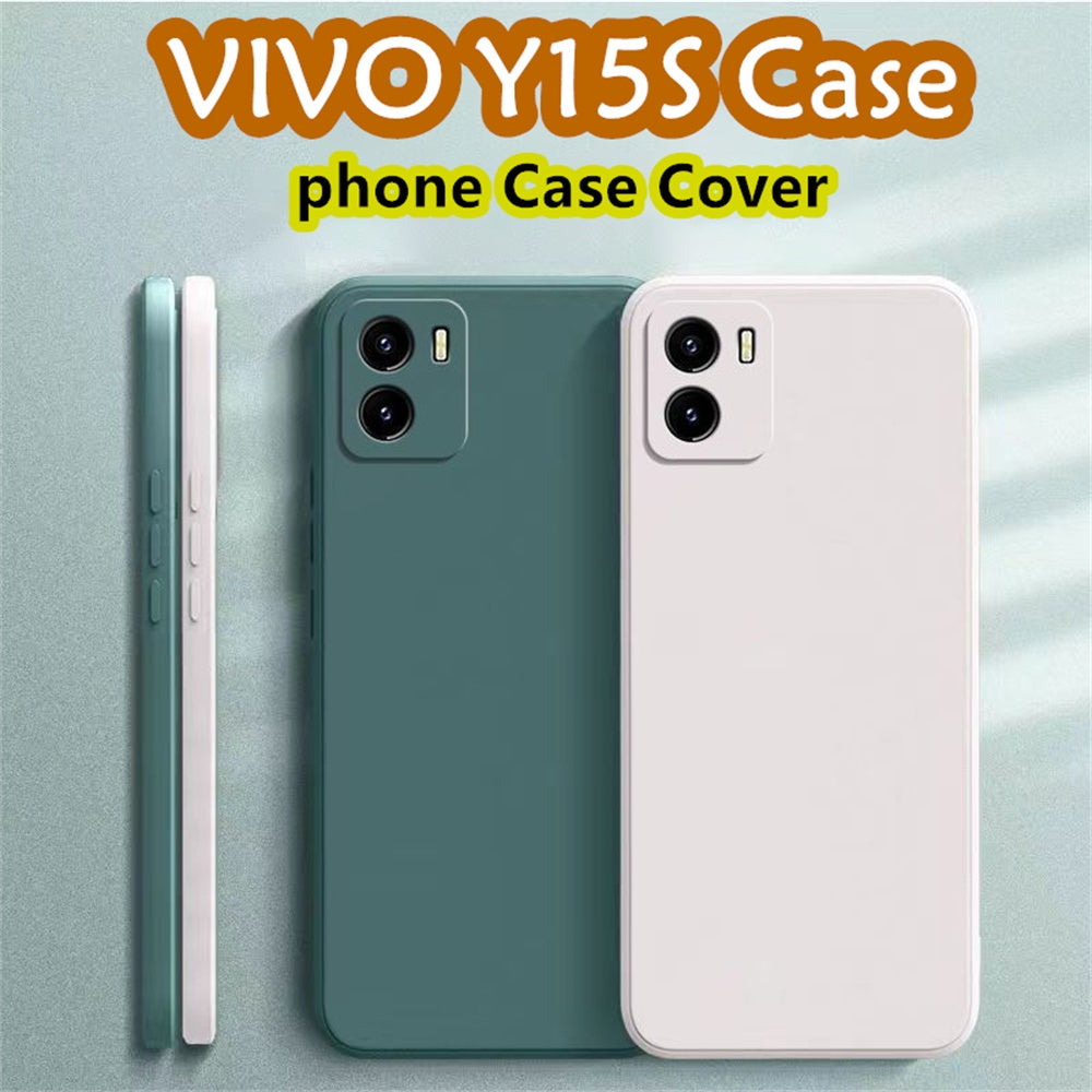 For VIVO Y15S Cover Drop and wear resistant Silicone Full Case Classic Simple Solid Color Phone Case Cover