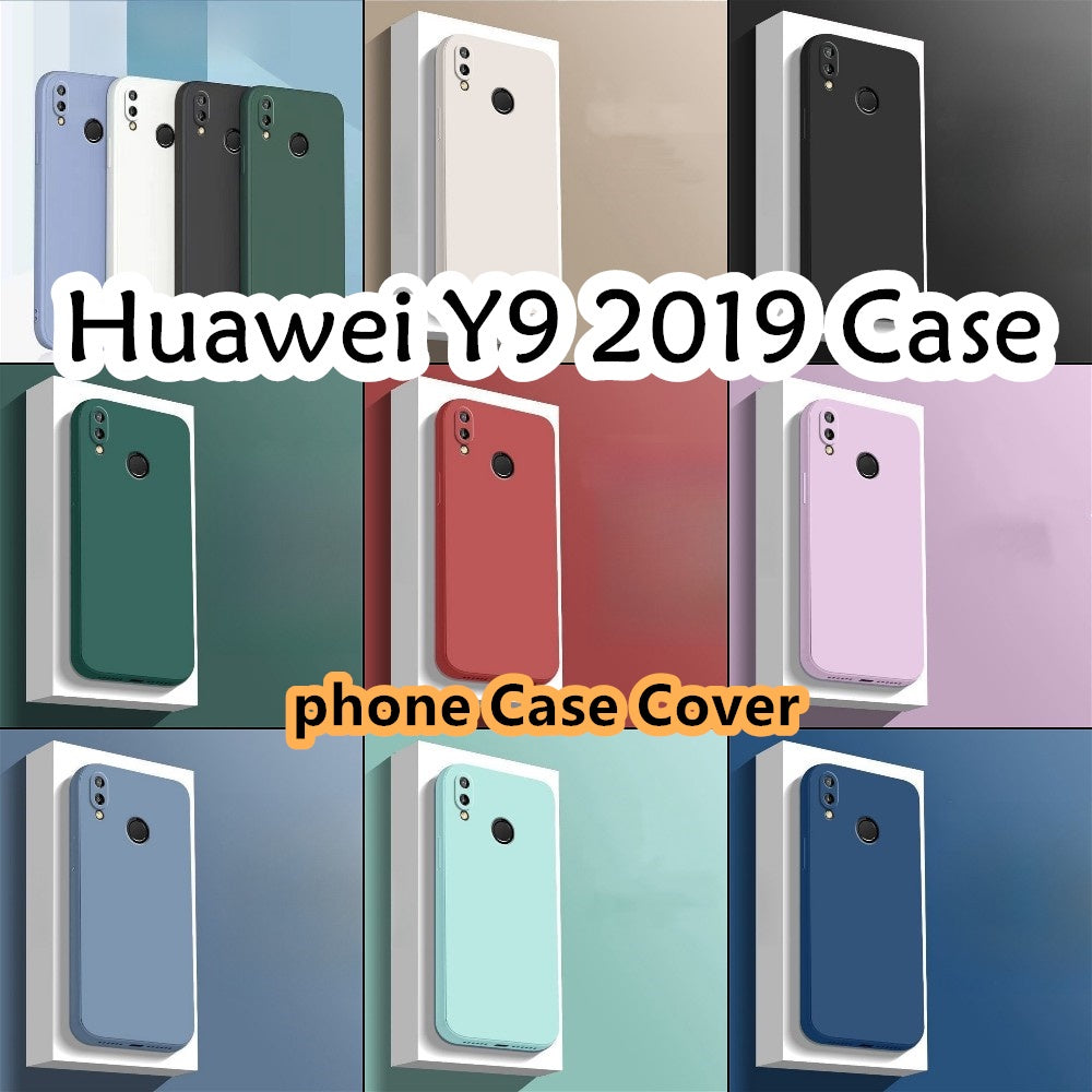 For Huawei Y9 2019 Cover Drop and wear resistant Silicone Full Case Classic Simple Solid Color Phone Case Cover