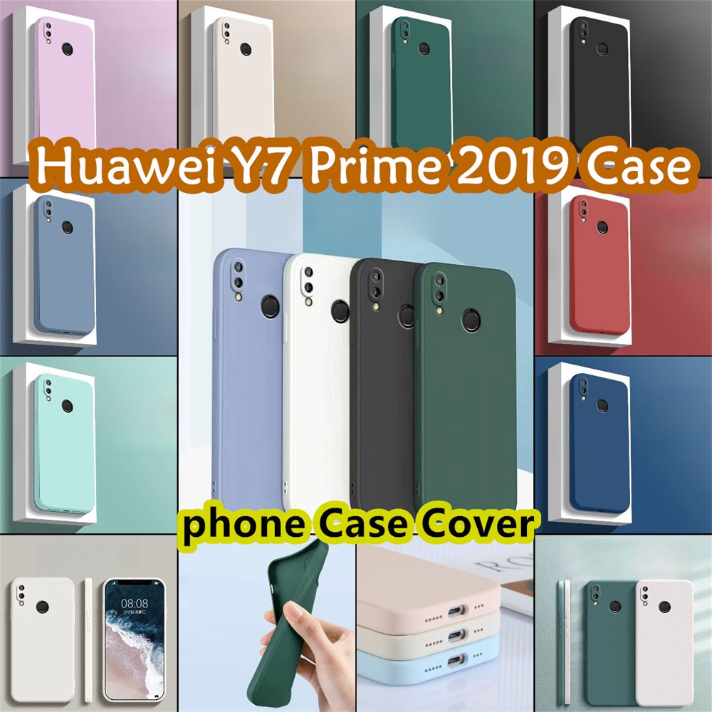 For Huawei Y7 Prime 2019 Cover Drop and wear resistant Silicone Full Case Classic Simple Solid Color Phone Case Cover