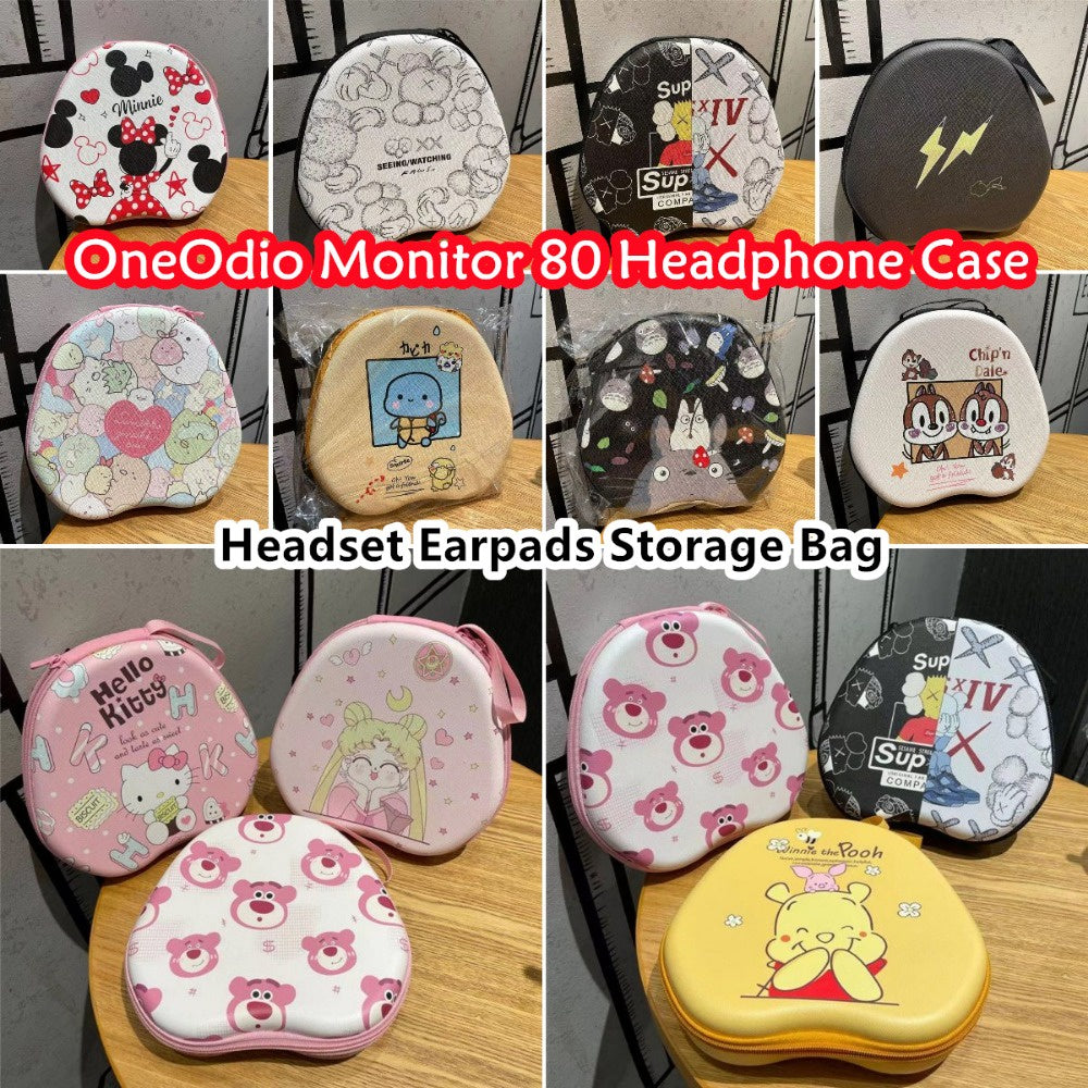 For OneOdio Monitor 80 Headphone Case Cartoon Creative Patterns Headset Earpads Storage Bag Casing Box